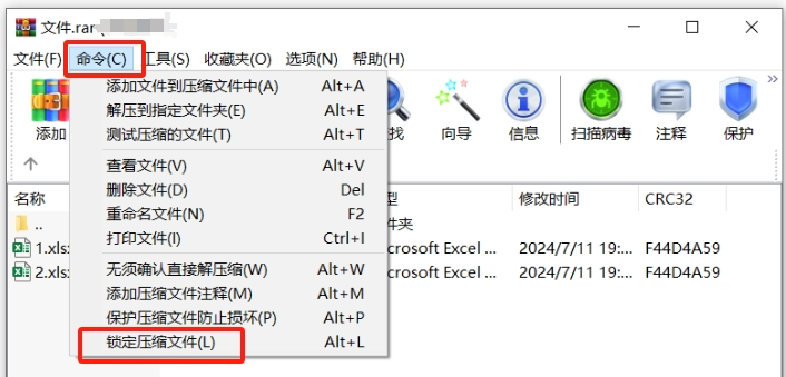 锁定压缩文件